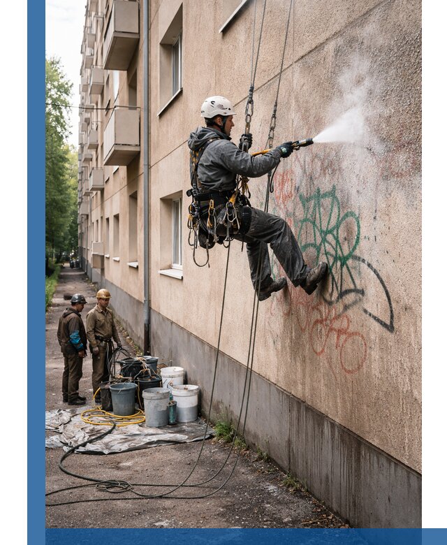 Удаление граффити с фасада в Нижнем Новгороде без следов и повреждений