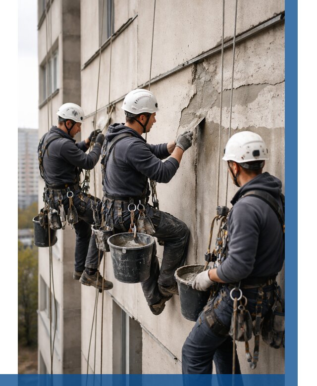 Ремонт бетонных элементов фасада в Нижнем Новгороде от 2605 р. | ВЫСОТНИК-Ннн