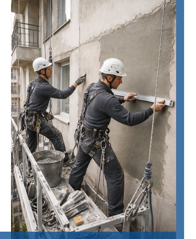 Штукатурка фасада на высоте в Нижнем Новгороде от 938 р. | ВЫСОТНИК-Ннн