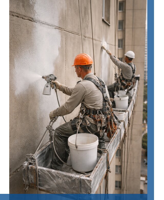 Грунтовка фасада на высоте в Нижнем Новгороде от 125 р. | ВЫСОТНИК-Ннн