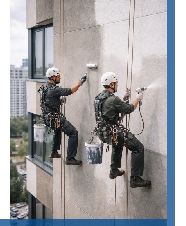 Покраска фасада альпинистами в Нижнем Новгороде от 313 р. | ВЫСОТНИК-Ннн