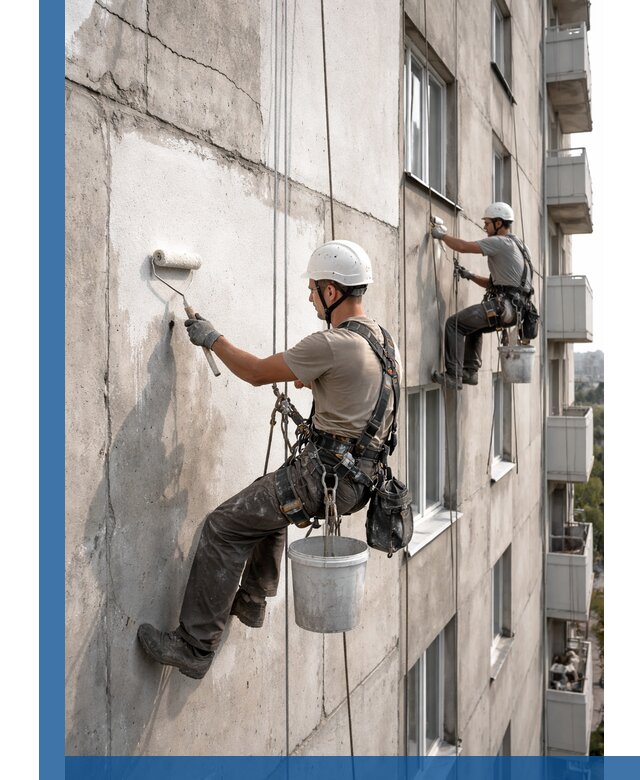 Покраска бетонного фасада в Нижнем Новгороде для жилых и промышленных объектов