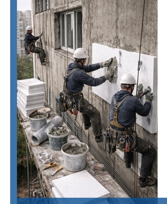 Утепление фасада пенополистиролом в Нижнем Новгороде под ключ