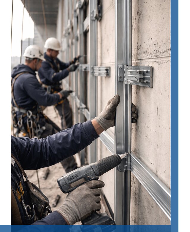 Монтаж подсистемы вентфасада в Нижнем Новгороде от 886 р. | ВЫСОТНИК-Ннн