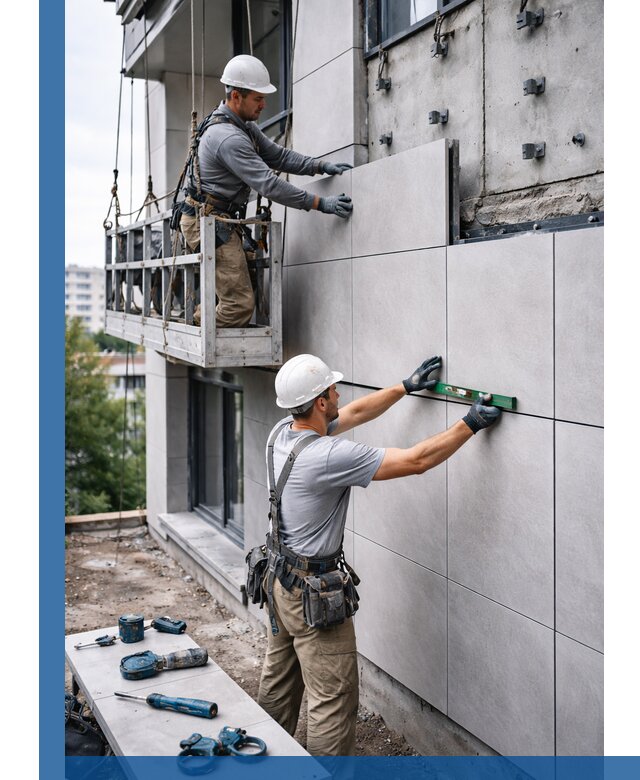 Монтаж керамогранита на фасад в Нижнем Новгороде под ключ с гарантией качества