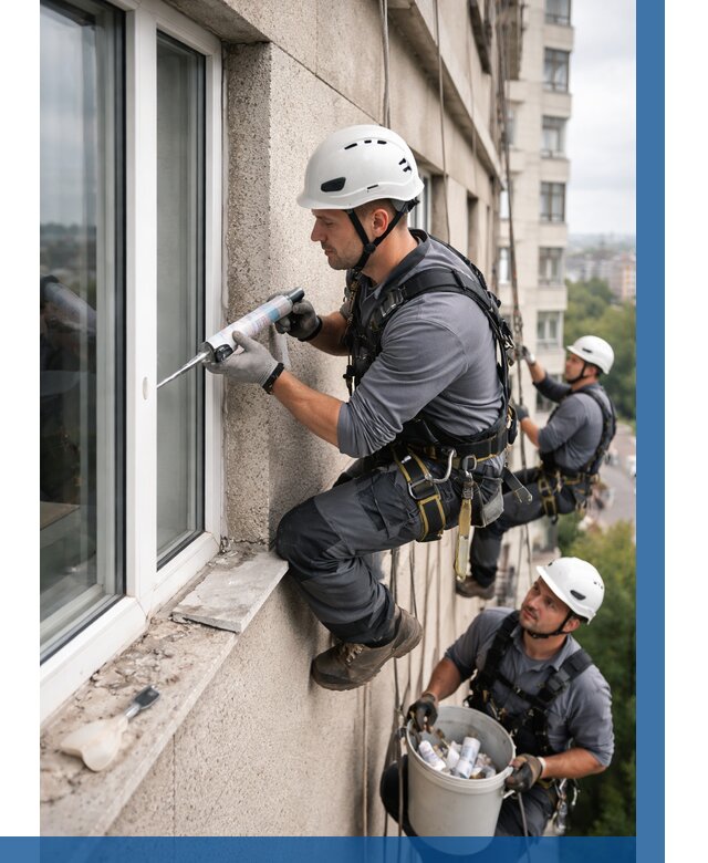 Герметизация оконных швов снаружи в Нижнем Новгороде от 1563 р. | ВЫСОТНИК-Ннн
