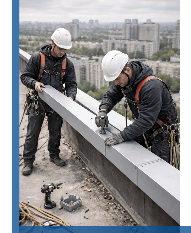 Монтаж парапетных крышек и ограждений кровли в Нижнем Новгороде