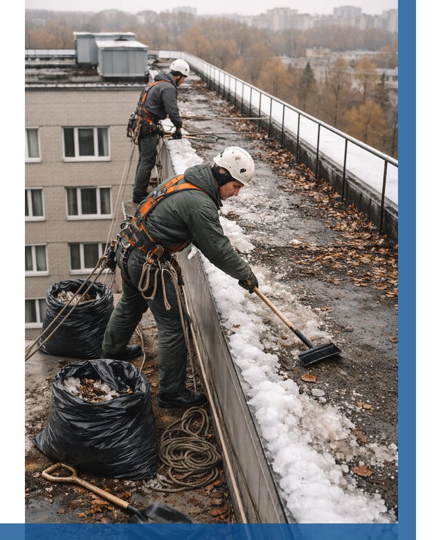 Очистка кровли по периметру в Нижнем Новгороде от 573 р. | ВЫСОТНИК-Ннн