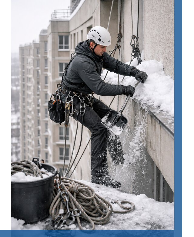 Очистка карнизов от снега в Нижнем Новгороде от 313 р. | ВЫСОТНИК-Ннн