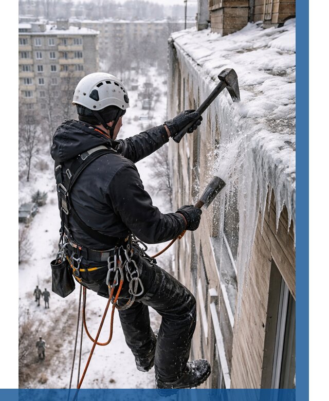 Сбивание сосулек с крыши в Нижнем Новгороде по цене от 4689 р. | ВЫСОТНИК-Ннн