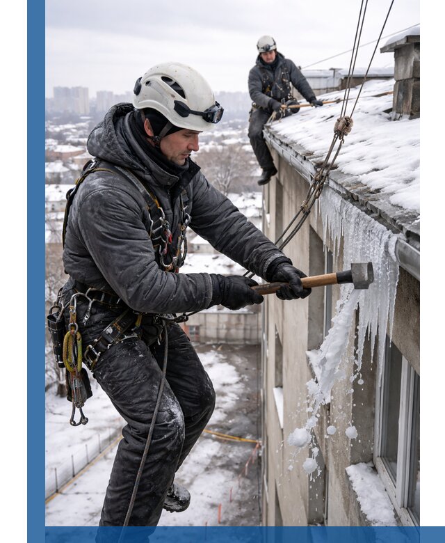 Сбивание и удаление сосулек с крыши в Нижнем Новгороде безопасно