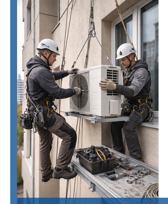 Перенос внешнего блока кондиционера в Нижнем Новгороде с монтажом и крепежом