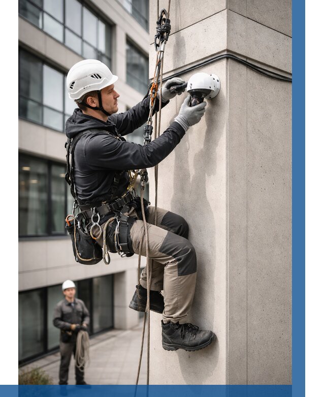 Монтаж камер видеонаблюдения на фасаде в Нижнем Новгороде от 8858 р.-ВЫСОТНИК-Ннн