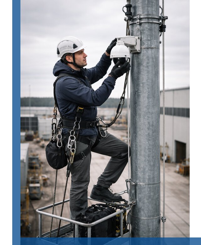 Профессиональная установка видеокамер на мачте в Нижнем Новгороде