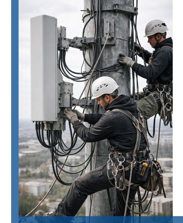 Монтаж оборудования связи на мачте в Нижнем Новгороде с пусконаладкой