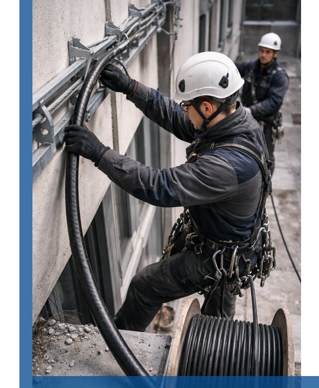 Протяжка кабеля питания на высоте в Нижнем Новгороде с гарантией безопасности и качества