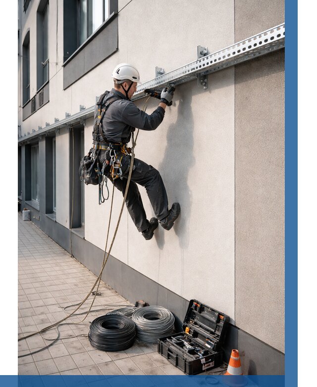 Монтаж кабельных лотков на фасаде в Нижнем Новгороде от 1251 р. | ВЫСОТНИК-Ннн