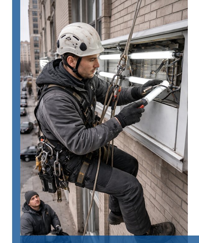 Профессиональная замена ламп в наружной вывеске в Нижнем Новгороде