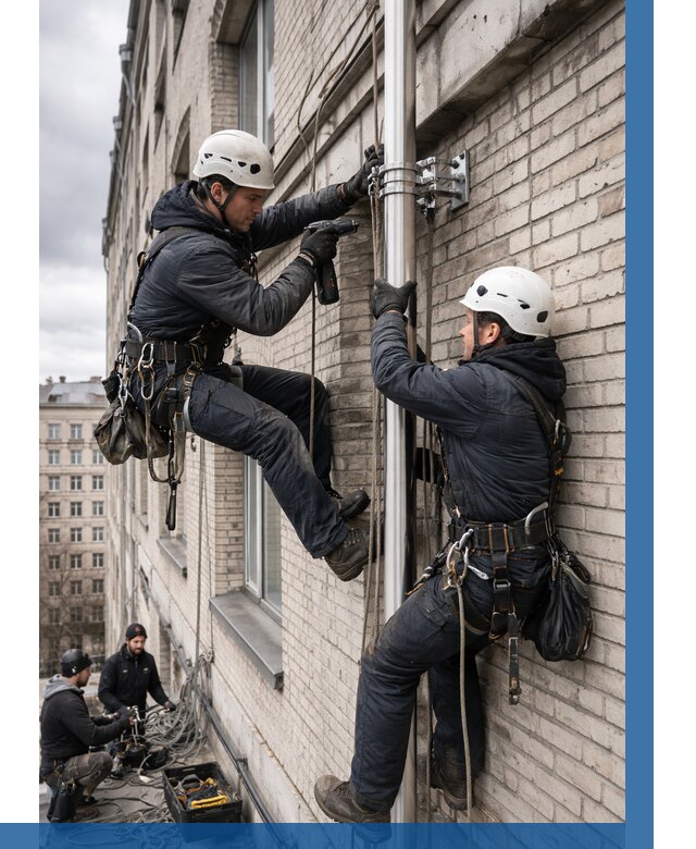 Монтаж флагштока на здании в Нижнем Новгороде от 6774 р. | ВЫСОТНИК-Ннн