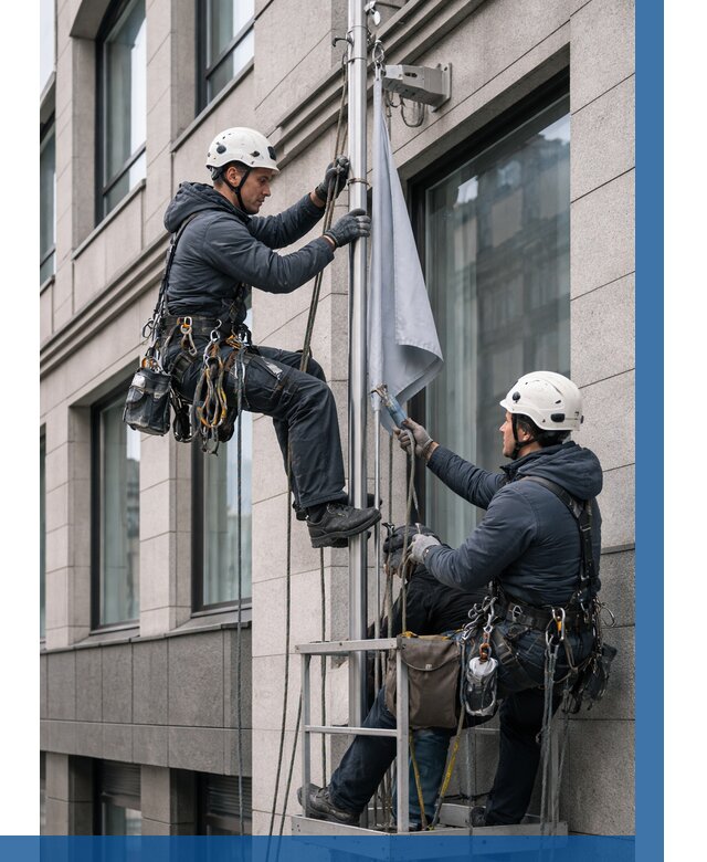 Установка флагов на фасаде в Нижнем Новгороде от 4689 р. | ВЫСОТНИК-Ннн