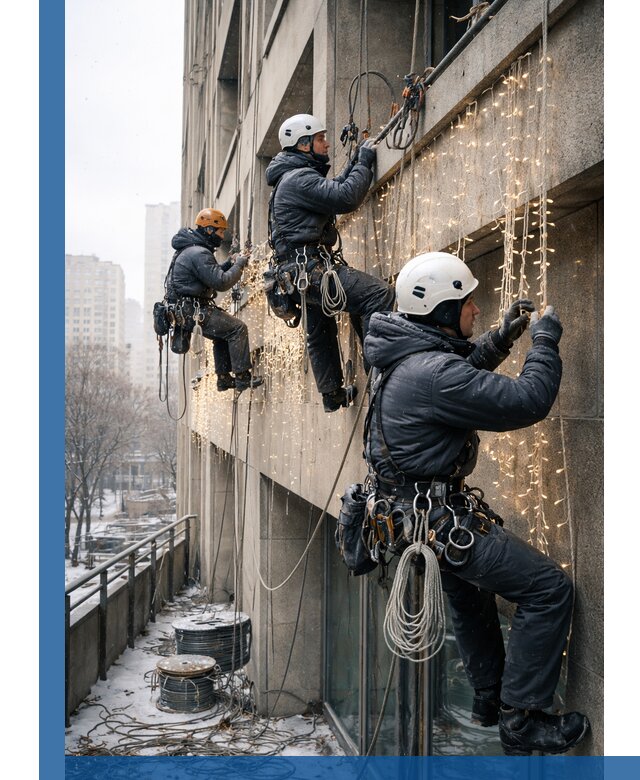 Монтаж новогодней иллюминации и украшение фасадов в Нижнем Новгороде