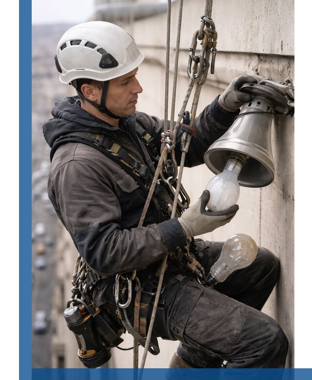 Замена ламп на высоте в Нижнем Новгороде профессионально и быстро