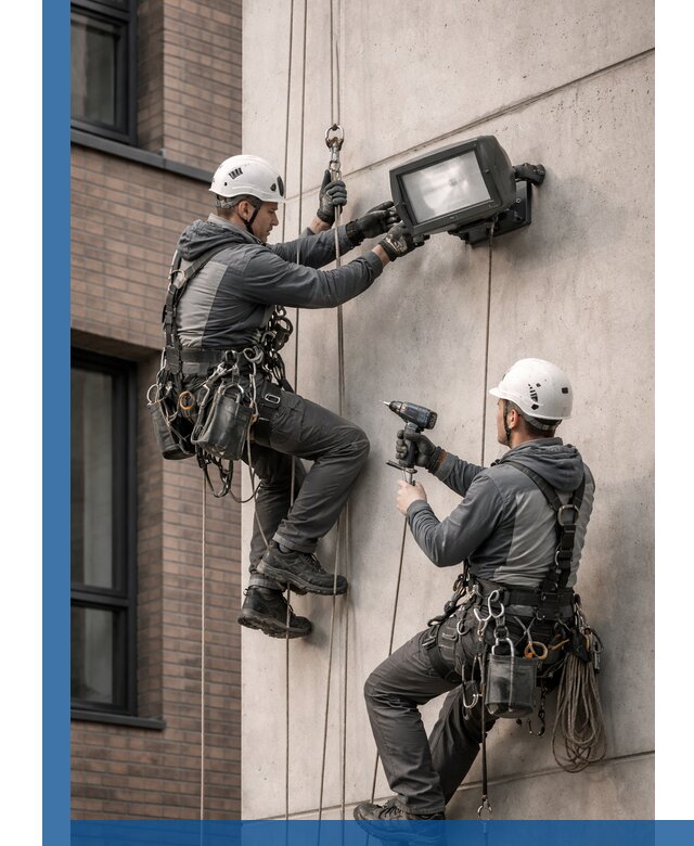 Профессиональный монтаж фасадных прожекторов в Нижнем Новгороде под ключ