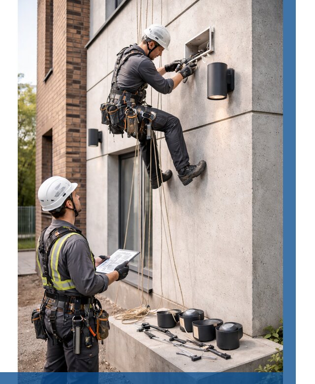 Монтаж фасадного освещения в Нижнем Новгороде от 2605 р. | ВЫСОТНИК-Ннн
