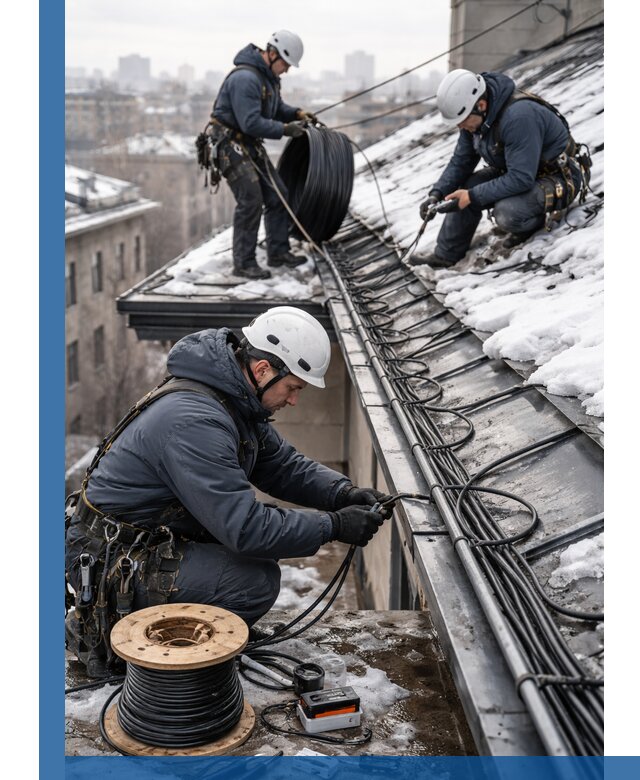 Монтаж греющего кабеля на кровле в Нижнем Новгороде под ключ