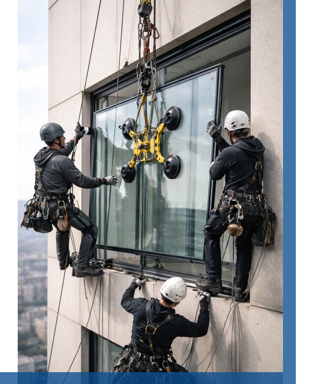 Монтаж стеклопакетов на высоте в Нижнем Новгороде от 3335 р. | ВЫСОТНИК-Ннн
