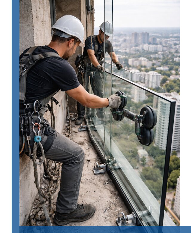 Монтаж стеклянных ограждений под ключ с гарантией в Нижнем Новгороде
