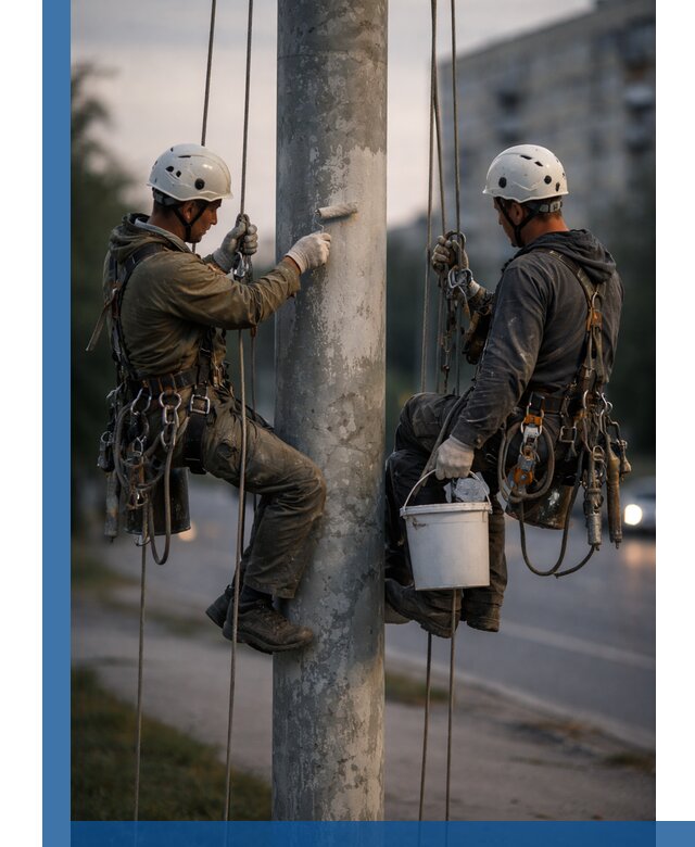Покраска опор освещения и антикоррозийная защита в Нижнем Новгороде