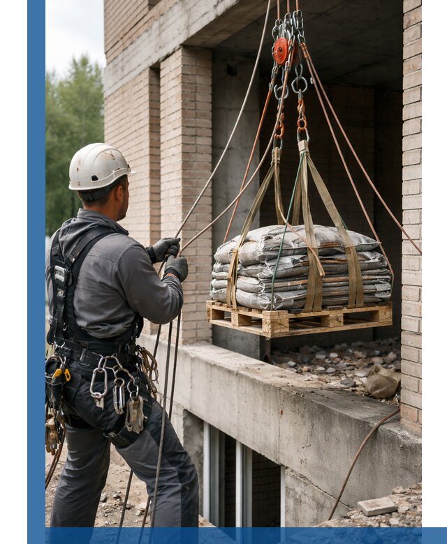Подъем материалов на этаж веревками в Нижнем Новгороде оперативно