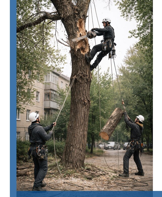 Срочное удаление аварийных деревьев в Нижнем Новгороде с гарантией безопасности
