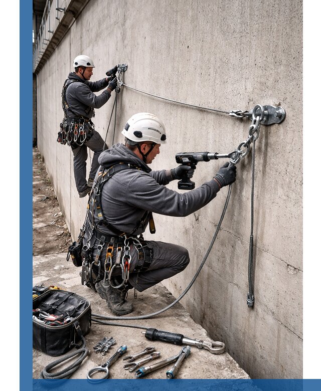 Монтаж анкерных линий высотной безопасности в Нижнем Новгороде